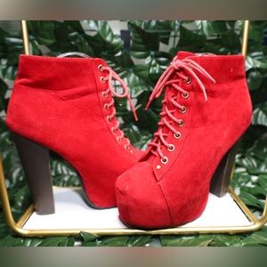 Velvet Red Bootie